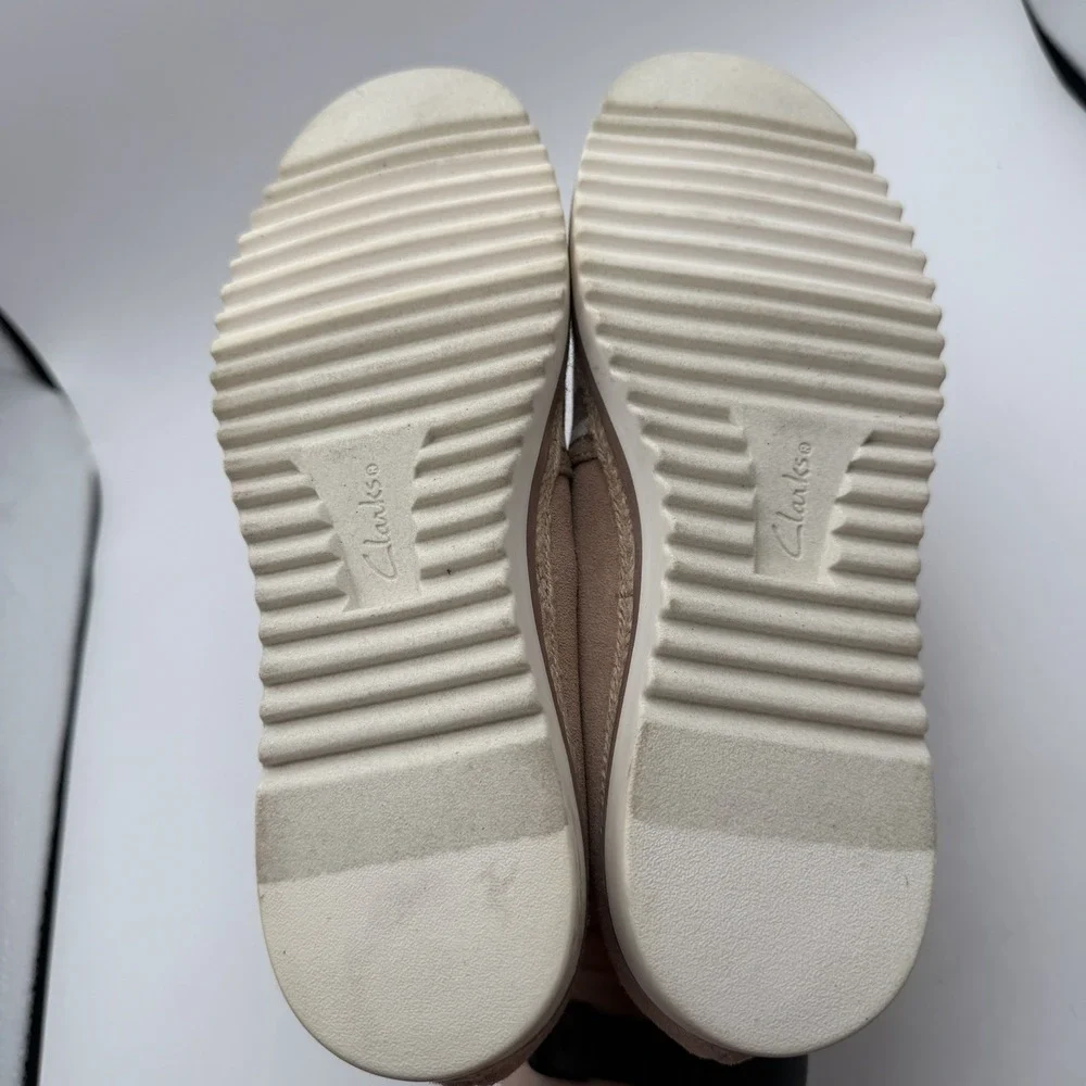 Clarks Serena Paige Women's Slip-on Espadrille Shoes 6 Tan White Nautical 14786